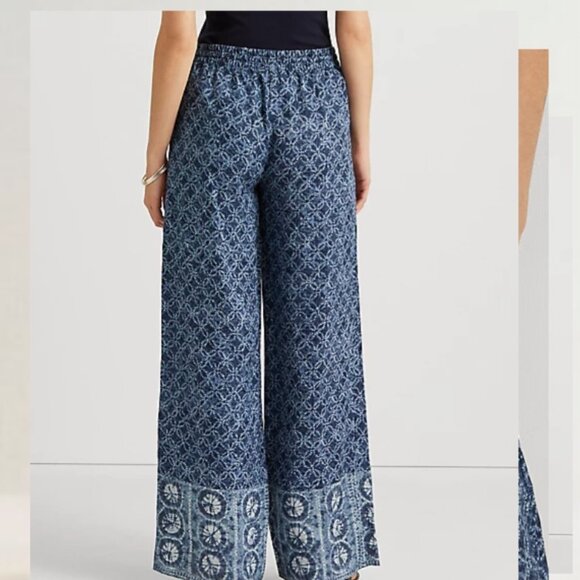Geo-Print Linen Wide-Leg Pant Ralph Lauren NWOT - Picture 3 of 8